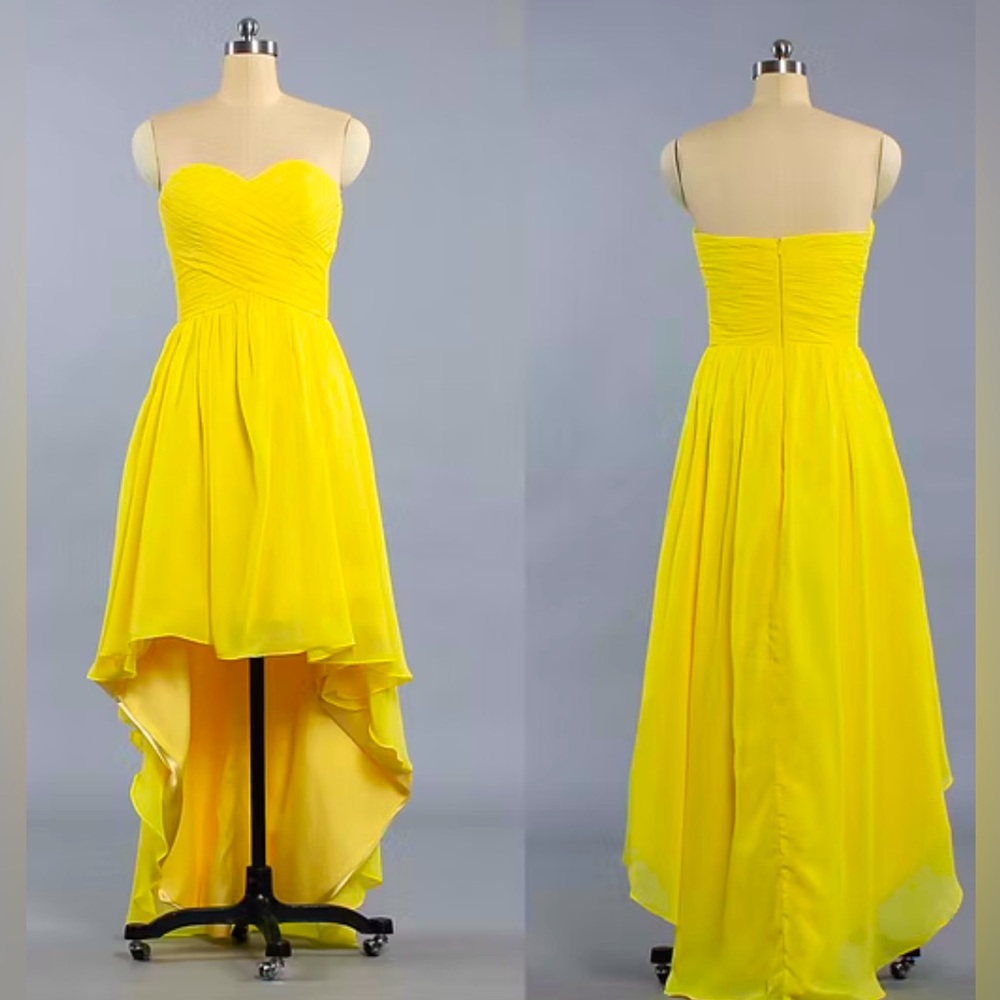 Windsor Yellow Low High Strapless Sheer Lined Dress Size Small NEW Without Tag